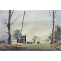John Snelling (British 1914-): Walk in the Country, watercolour signed 17cm x 25cm