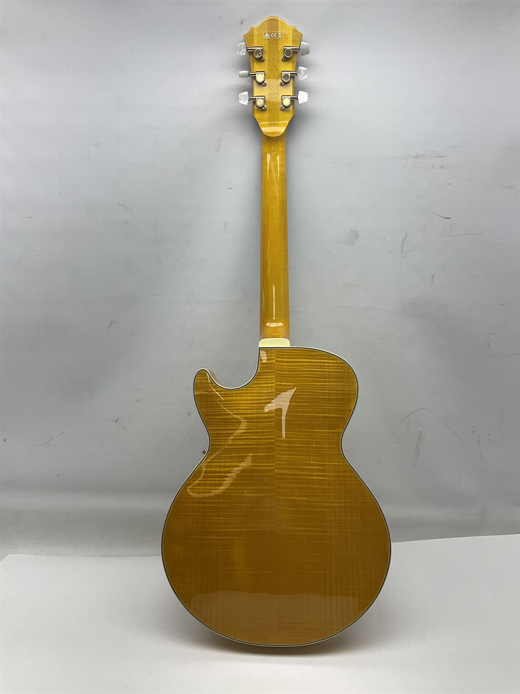 Ibanez George Benson 40th Anniversary arch top semi-acoustic guitar with floating pick-ups and mother-of-pearl inlay; model no.GB40THII serial no.S16120480; L104.5cm; in Ibanez hard carrying case with manual