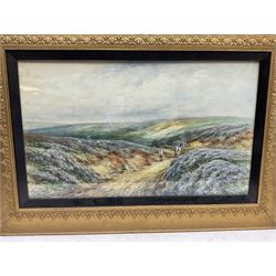Alexander Molyneux Stannard (British 1898-1975): Horse and Cart through Moors and Moorland Sheep Landscape, pair watercolours signed 37cm x 63cm (2)
