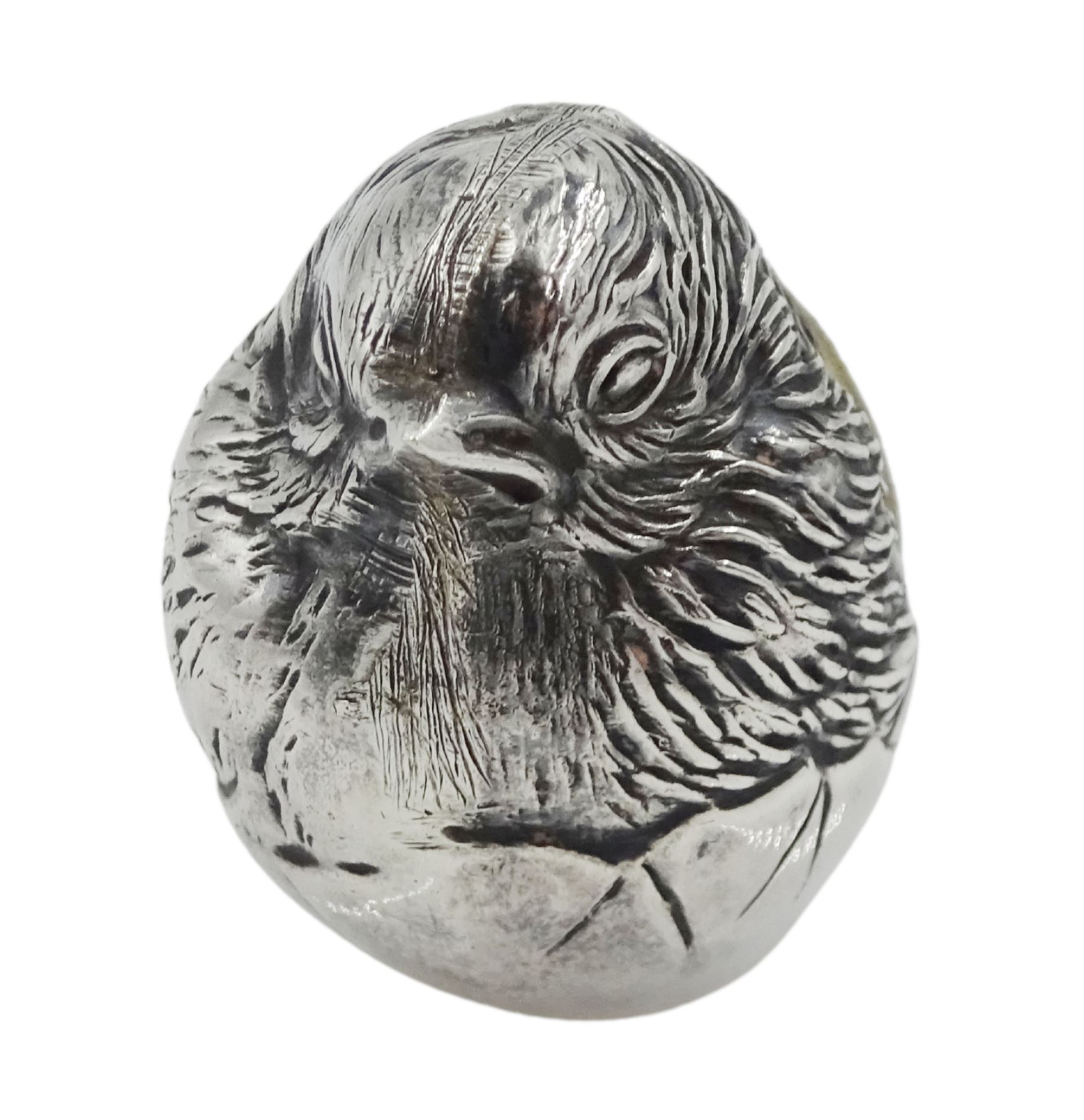 Edwardian silver chick pin cushion, Rd No. 475678 by Sampson Mordan & Co, Chester 1907