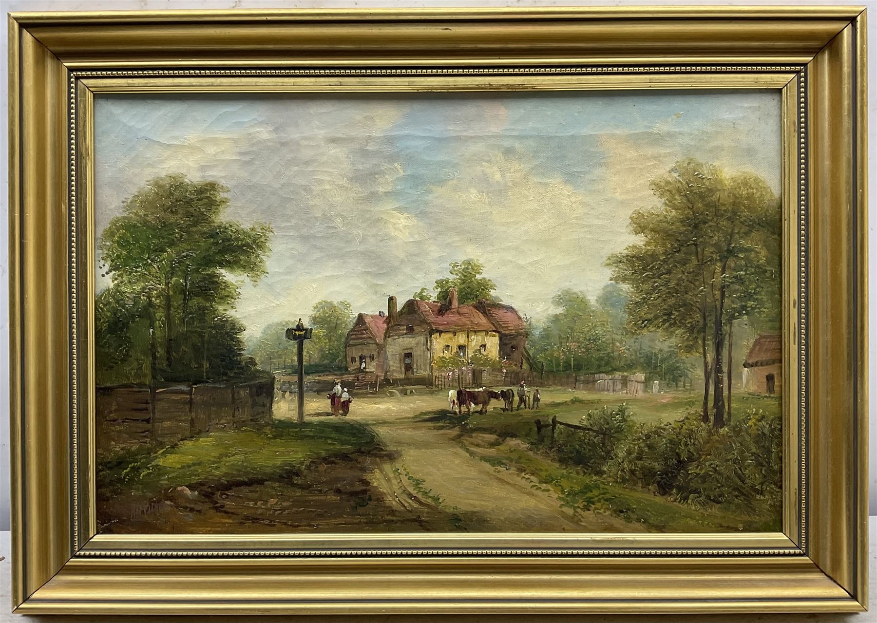 Alfred Henry Vickers (British 1834-1919): Rural Village Scenes, pair oils on canvas signed 28cm x 44cm (2)
