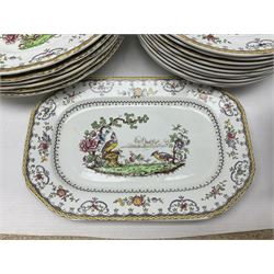 Copeland Spode Chelsea pattern part dinner service, to include seventeen dinner plates, eight side plates, Fifteen soup bowls in two sizes, meat platter etc (53)