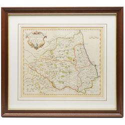 Robert Morden (British 1650-1703): 'The East Riding' 'West Riding ' 'North Riding of Yorkshire' and 'Episcopatus Dunelmensis Vulgo - the Bishoprick of Durham', set of four 17th/18th century engraved maps with hand-colouring 37cm x 42cm (4)