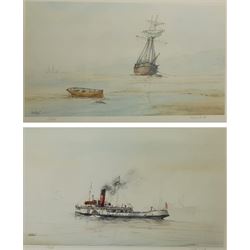 David C Bell (British 1950-): 'Awaiting the Tide' and 'Lincoln Castle', two colour prints signed and titled in pencil, max 32cm x 50cm (2)
