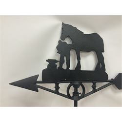 Ridge mounting weathervane with Blacksmith and horse finial, H65