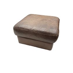 Sofitalia - corner sofa upholstered in tan waxed leather, with matching footstool 