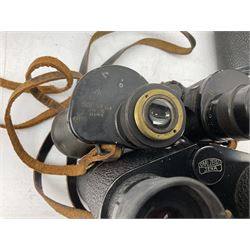 Twelve pairs of binoculars to include BWCF 7x35 Extra Wide Angle, Carl Zeiss Jena Delturis 8x24, Carl Zeiss Jena Jenoptem 8x30W, Chinon Countryman 10x50,  Ajax 8x30, Regent 16x50, etc,  some with cases