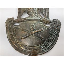 French First Empire Artillery shako plate c1814 H14cm