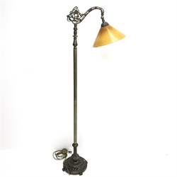 Classical style standard reading lamp with glass shade, H162cm 