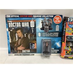 Star Trek - Eaglemoss Official Starships Collection three unopened issue No.1 and Issue No.2; five boxed Fabbri metal figures; and four carded action figures; together with Dr. Who - Eaglemoss Official Figurine Collection unopened Issue No.1; Dr. Who Monster Invasion parts 2 & 3, both unopened; four Dapol carded Dr. Who action figures and two others.
