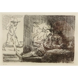  'The Golf Player' and 'The Triumph of Mordecai', two etchings after Rembrandt van Rijn (Dutch, 1606-1669) 14.5cm x 18.5cm and 22cm x 26cm (2)  