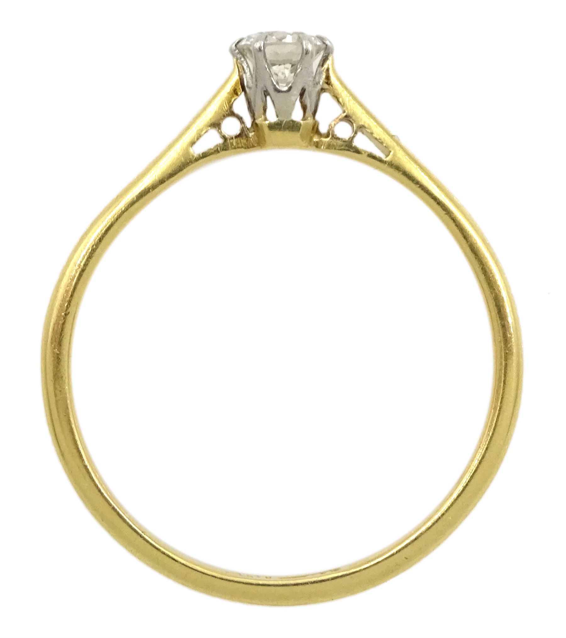 Gold single stone round brilliant cut diamond ring, stamped 18ct, diamond approx 0.30 carat