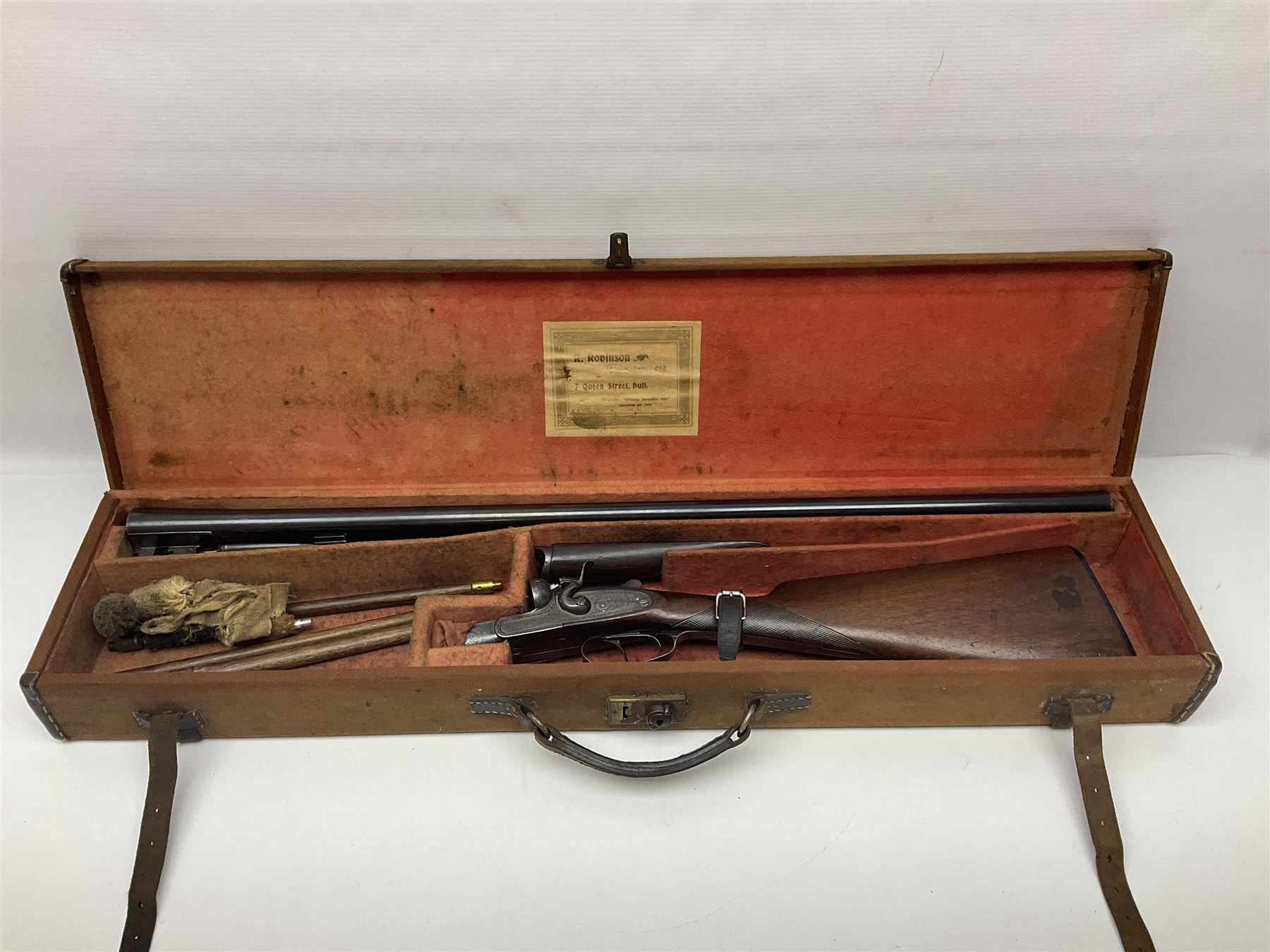 SHOTGUN CERTIFICATE REQUIRED - Late 19th century R. Robinson of Hull 12-bore side-by-side double barrel hammer shotgun; with 76cm(30