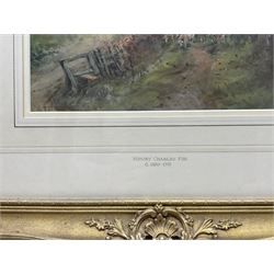 Henry Charles Fox RBA (British 1855-1929): Shepherd and his Flock, watercolour unsigned, attributed on mount 36cm x 27cm 