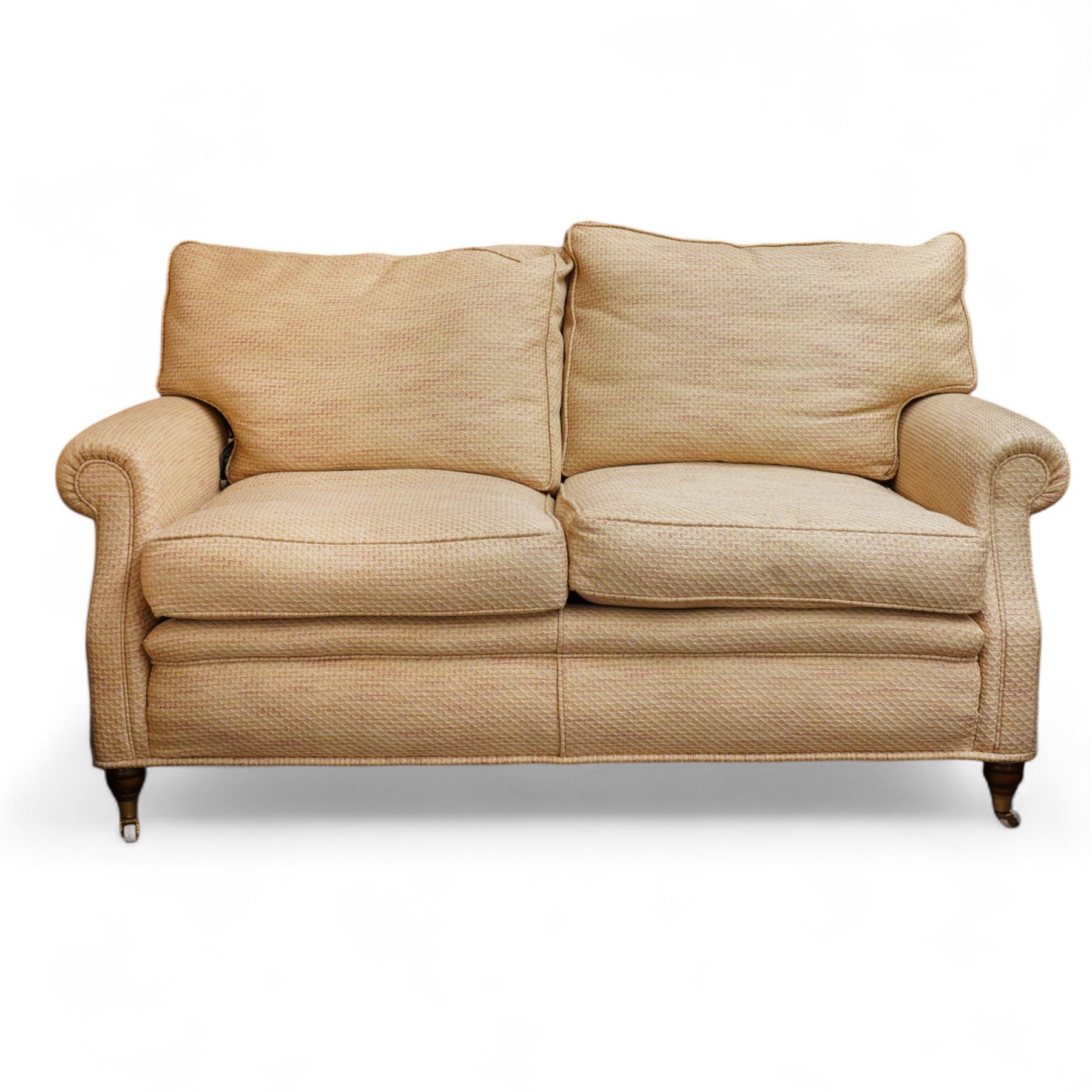 Whitehead designs - lounge suite comprising two ‘Langdon’ sofas and one ‘Oakham’ armchair upholstered in beige fabric (H102cm, W80cm, D63cm)