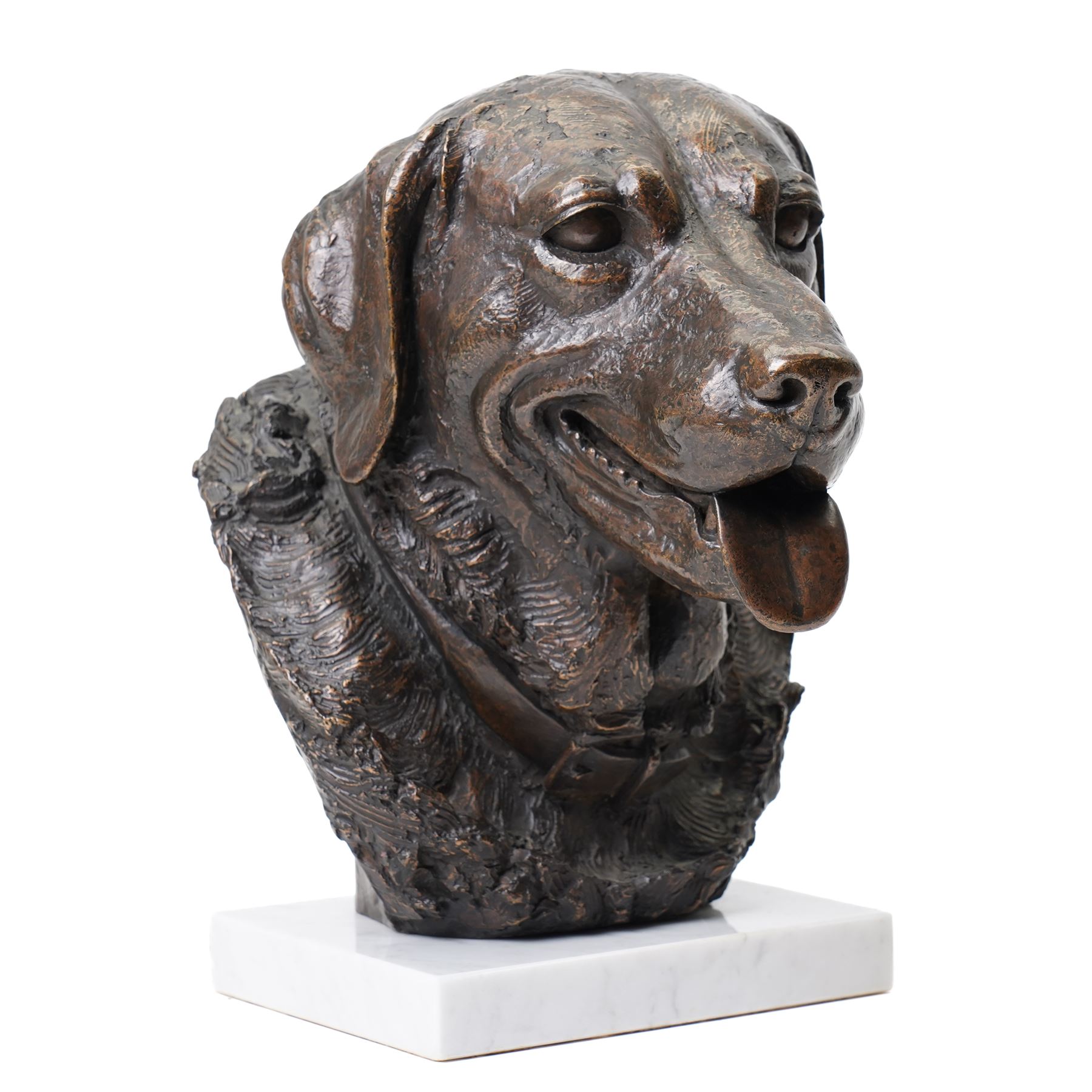 Sally Arnup, FRBS ARCA (1930-2015): Labrador, bronze, signed and numbered III/X, mounted on white marble base, H30cm 
