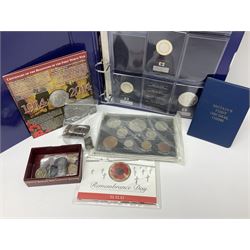 Commemorative and other coinage, including various Queen Elizabeth II 'London 2012 sports collection' fifty pence coins on cards, commemorative crowns, Millennium 2000 'Time Capsule' coin set, channel islands old round one pound coins, part sets etc