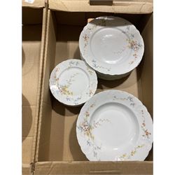 Victorian Rosenthal Tilly dinner wares, including dinner plates, side plates, dessert plates etc, all decorated with printed and painted florals, each with printed RC Sevres mark beneath