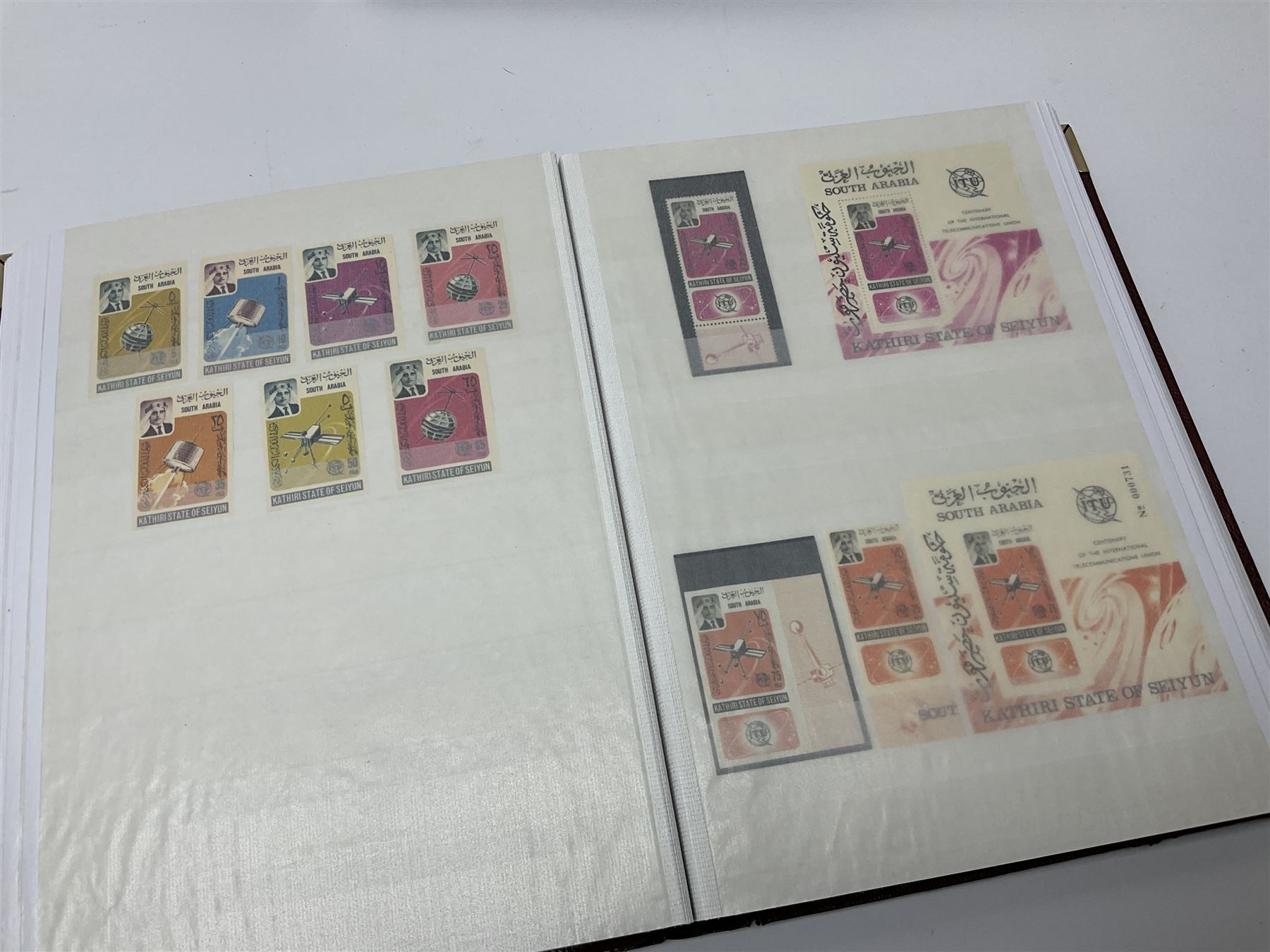 Thematic stamp collection relating to satellites, telecommunications and space from various Countries including Angola, Antigua, Ascension, Australia, Bahamas Barbados, Bhutan, British Virgin Islands, Denmark, Ecuador, Israel etc, a mint and used collection housed in three stockbooks