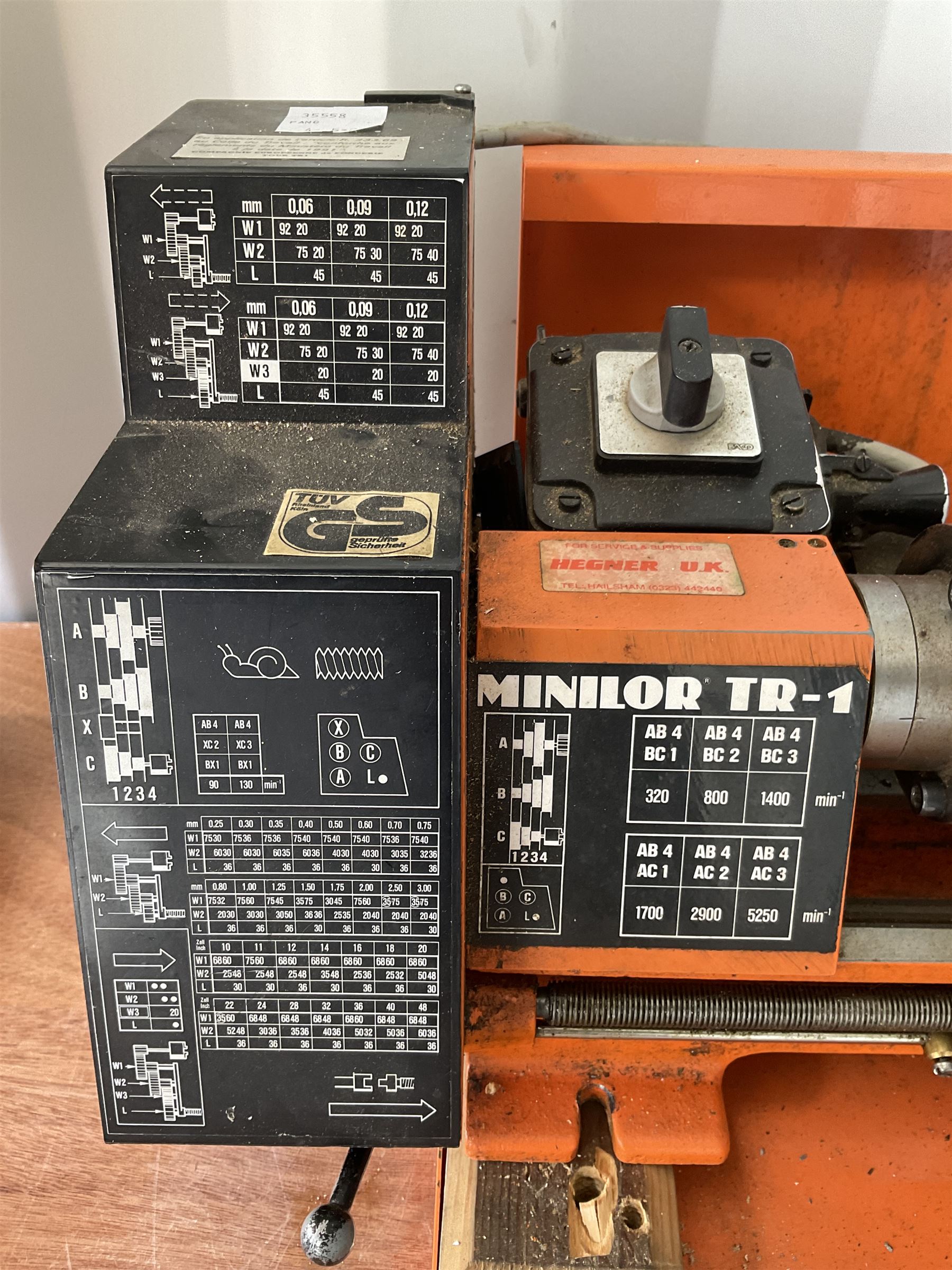 Minilor TR-1 metal lathe with three jaw self centring chuck, mounting plate - THIS LOT IS TO BE COLLECTED BY APPOINTMENT FROM DUGGLEBY STORAGE, GREAT HILL, EASTFIELD, SCARBOROUGH, YO11 3TX