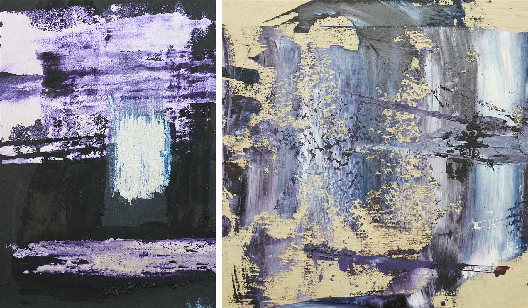 Daniel Martin Sullivan (American 1980-): 'Retrograde' and 'Abstract', oil on panel and oil on card signed and dated 2019 verso max 25.5cm x 25.5cm (2) (unframed)
Provenance: The Art House, Michigan, USA