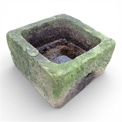 Two 19th century square stone trough planters