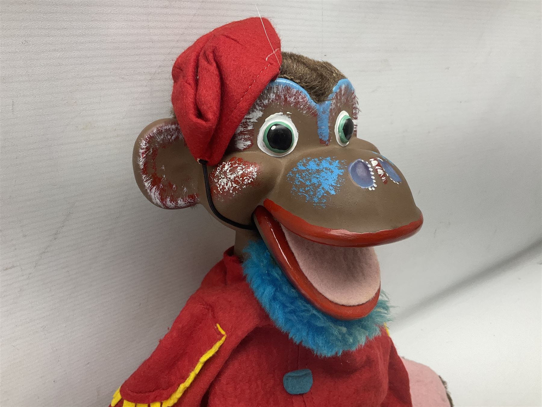 1970s Pelham Vent Puppet in the form of a monkey, the ventriloquist dummy donning floral trousers and hat