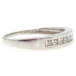  Platinum princess cut diamond, channel set half eternity ring, stamped 950  
