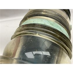 Two port and starboard brass lamps, each with a plaque marked 'Noack as Lanterne KL.A Serie 700 Type 704D Babord', ribbed green and red glass shades, H44cm