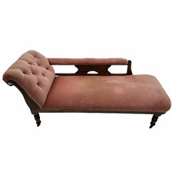 Late Victorian walnut framed chaise longue