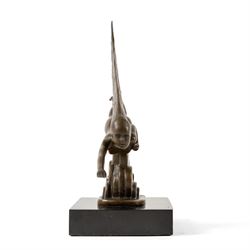 After Riviere - The Comet, upon a square marble base, H17cm