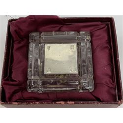 Group of silver mounted glass scent bottles and crested ware, together with a Brierglass lead crystal box with a glass and silver, lid, etc all silver with various hallmarks. 