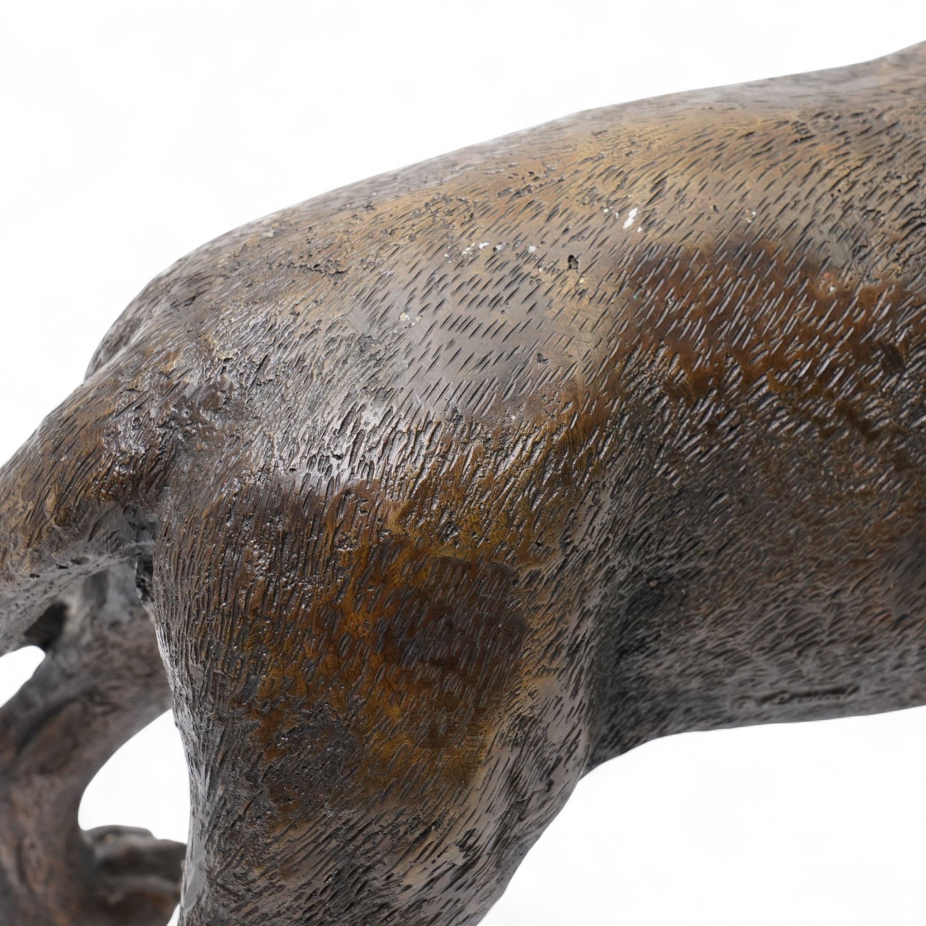 Leonardo - Large 20th century bronze figure of a Staffordshire Terrier L43cm