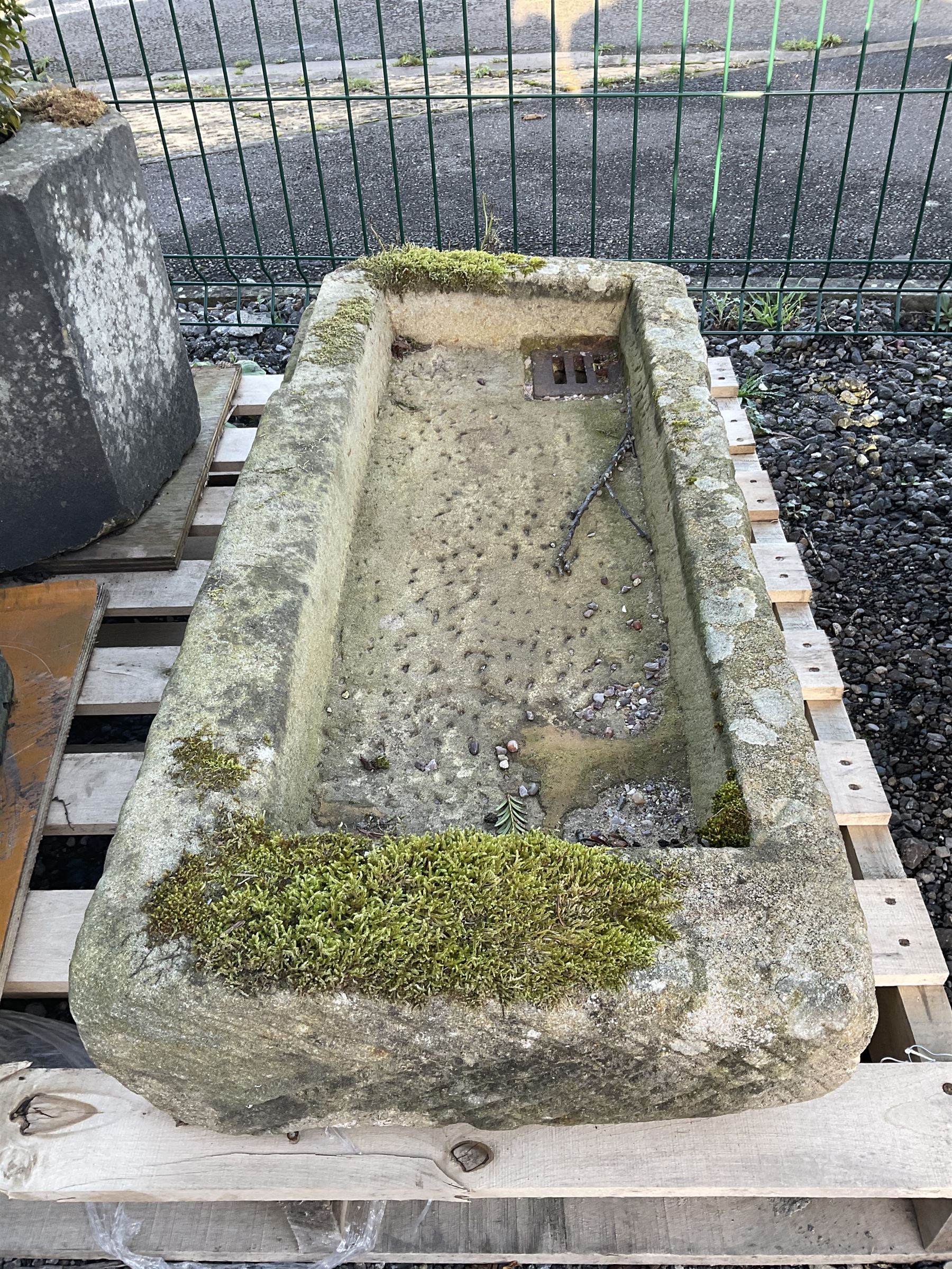 19th century rectangular stone shallow sink planter - THIS LOT IS TO BE COLLECTED BY APPOINTMENT FROM DUGGLEBY STORAGE, GREAT HILL, EASTFIELD, SCARBOROUGH, YO11 3TX