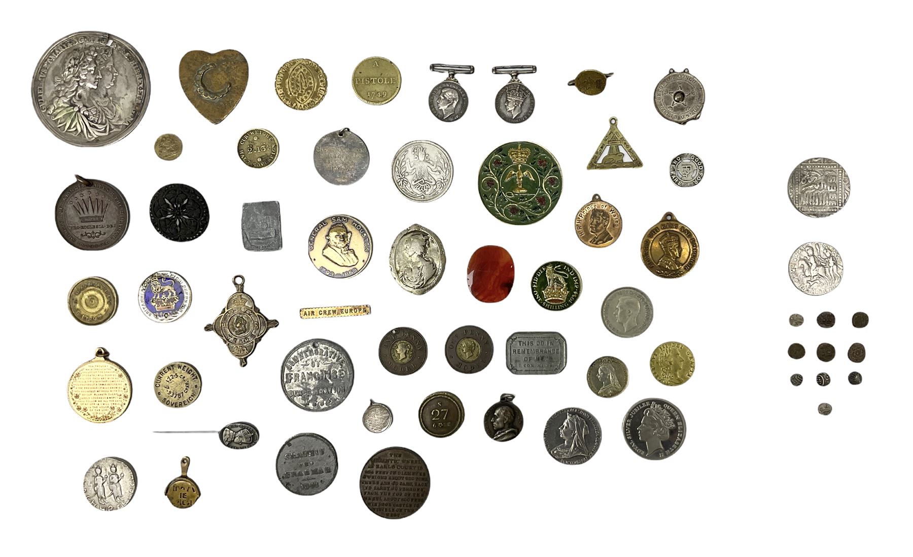 Para-numismatic and miscellaneous items, including enamelled coins, coin weights, model/toy coinage, gaming token, Indian temple tokens etc