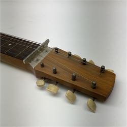 Scratch built hardwood Hawaiian electric guitar with eight strings L82cm