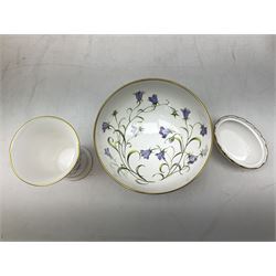 Spode Campanula pattern tulip vase, footed bowl and covered trinket dish, together with six Jlmenau dishes and three other vases 