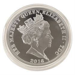 Queen Elizabeth II Tristan da Cunha 2016 'Queen & Prince Philip' five ounce silver proof twenty-five pound coin, issued by the Jubilee Mint, cased with certificate