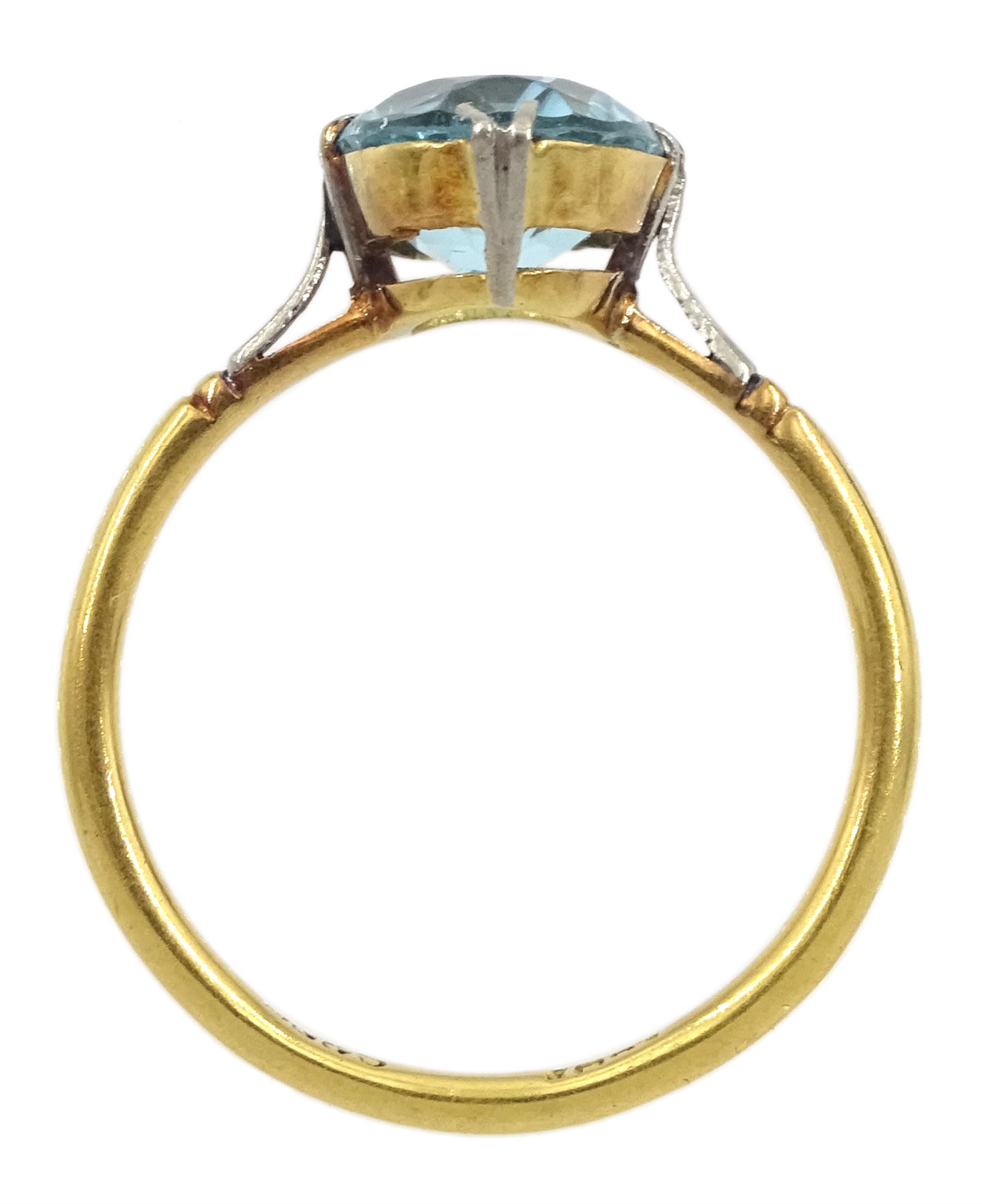 Early 20th century gold single stone blue stone ring, stamped 18ct, makers mark W G & S (possibly William Griffiths & Sons)