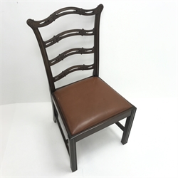 19th century mahogany Chippendale style waved ladder back chair, upholstered seat, square supports, W51cm