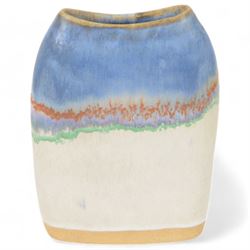 Three studio pottery vases, comprising two pieces by Kamini and a larger circular example, tallest H18cm