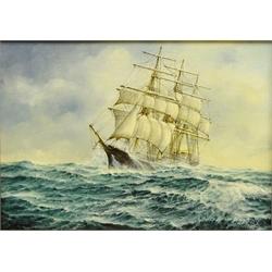  John E. Fox (British 20th century): 'Rising Gale', oil on canvas signed and dated 1985, titled verso 24cm x 34cm  