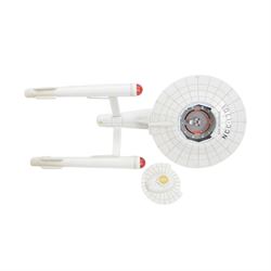Two Paramount Pictures Star Trek die cast models, comprising USS Enterpirse NCC-1701-D and 25th Anniversary Edition USS Enterprise NCC-1701, both with stands
