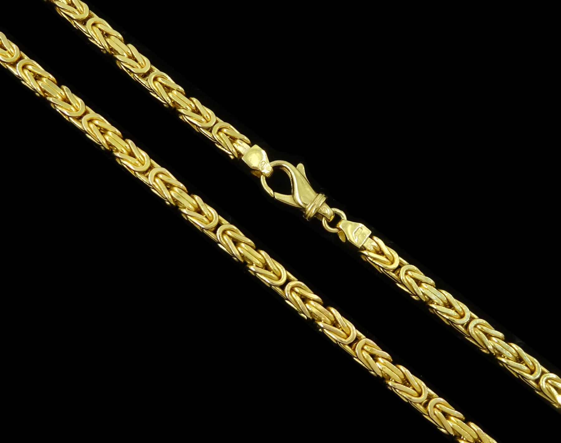 9ct gold Byzantine link chain necklace, hallmarked