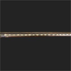 Indian Jezail style flintlock musket, with 118cm barrel, the East India Company lock marked 1818,  the curved butt inlaid with mother of pearl and brass decoration, overall L155cm