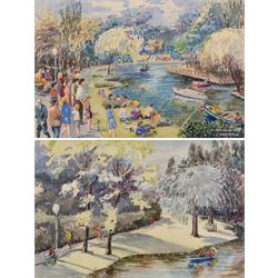 J Anderton (Northern British 20th Century): 'Peasholm Park - Scarborough' and the 'Scarbor...