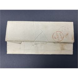 Great Britain Queen Victoria penny black stamp on cover, tied to cover or entire, with red MX cancel
