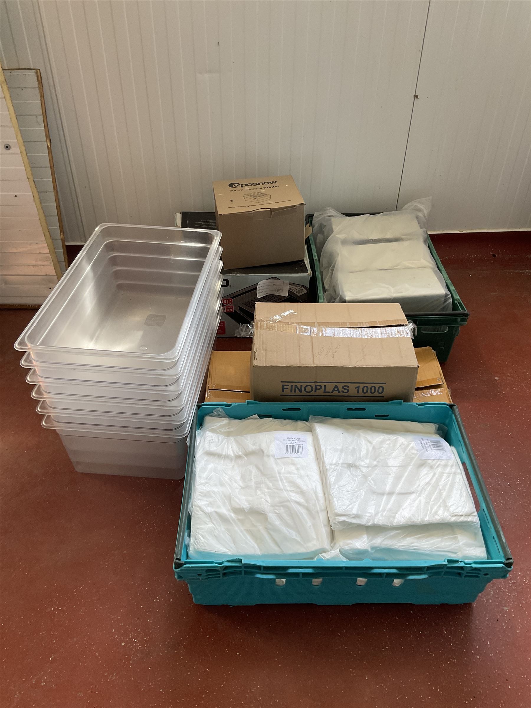 Three serviette dispensers, Casio cash register, Esposnow 80mm thermal printer, plastic bags and six plastic trays - THIS LOT IS TO BE COLLECTED BY APPOINTMENT FROM DUGGLEBY STORAGE, GREAT HILL, EASTFIELD, SCARBOROUGH, YO11 3TX