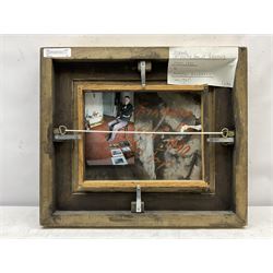 Anatoli Buldakov (Russian 1947-): Farmstead, oil on paper laid on panel signed with monogram and dated '90, inscribed verso with photo of the artist 19cm x 25cm