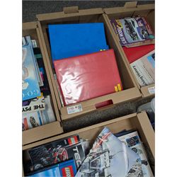 Large collection of books and reference material relating to scale modelling, together with Eaglemoss Star Trek magazines, Batman Automobila magazines, Lego manuals, in seven boxes